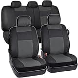 BDK OS-409-CC-A_am Black & Charcoal Synthetic Leather Seat Covers for Car SUV Van - Affordable PU Vinyle Replacement Covers