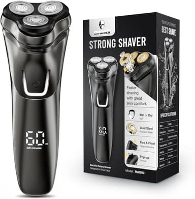 SHPAVVER Electric Razor for Men Cordless: Mens Electric Shavers, 4D Flex Blades & Sensitive Skin - USB Fast Charging, Pop-up Trimmer, Waterproof, Travel Lock, Upgraded Silver-Black