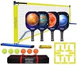 Zdgao Pickleball Nets Set with 4 Fiberglass Lightweight Pickleball Paddles, 6 Outdoor Pickle Balls, and Court Marking Kit, and Carrying Bag Portable Pickleball Net for Backyard, Driveway