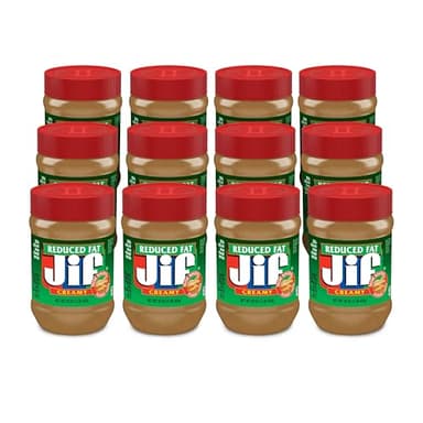 Jif Reduced Fat Creamy Peanut Butter, 16 oz Jar, 12 Count Case