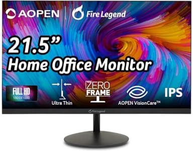 AOPEN by Acer 22SA2Q EBI 21.5" Full HD 1920 x 1080 Zero-Frame IPS Gaming Office Monitor | AMD FreeSync Technology | Ultra-Thin Stylish Design | Up to 100Hz | 1ms TVR | Tilt | HDMI & VGA Ports