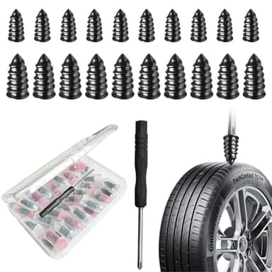 ZEHXI 60 PCS Tire Plugs Screw Type,Tire Repair Screws Plug Kit with 2 Sizes and Screwdriver,Fast Self-Service Tool for Car, Bikes,Motorcycle,Tractor Tire Puncture Repair