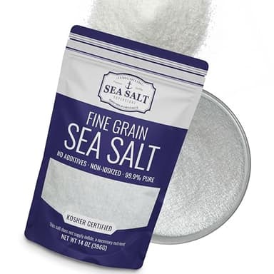 Fine Grain Sea Salt for Baking, Pure Non-Iodized Baja Table Salt Replacement, Mineral Rich for Cooking, 14 oz Bag