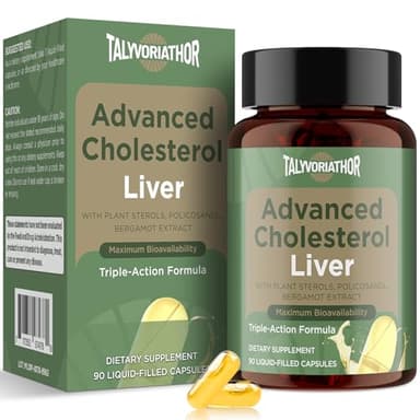 Advanced Cholesterol Lowering Supplements & for High Cholesterol | Liquid-Filled Capsules for Maximum Absorption | Plant Sterols, Policosanol, Bergamot Extract | Triple-Action Formula,90 Capsules