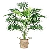 Der Rose Fake Palm Tree 28Inch Large Fake Potted Faux Areca Palm Plant with Hand-Woven Baskets with Handles for Indoor Outdoor Home Office Porch Balcony Bedroom Decor