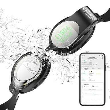Holoswim Smart Swim Goggles 2GO, AR Real-Time Display Swimming Goggles with AI Stroke Recognition, Data Tracking & Training Plans, No Subscription, TÜV Anti-Fog,Smart Goggles for Pool & Open Water