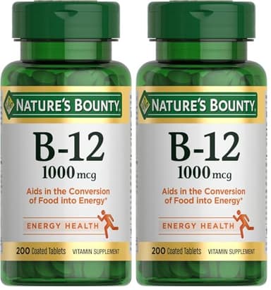 Nature's Bounty Vitamin B12 1000 mcg Supplements,Supports Energy Metabolism,200 Ct,(Pack of 2)