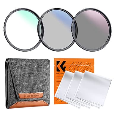 K&F Concept 52mm UV/CPL/ND Lens Filter Kit (3 Pieces)-18 Multi-Layer Coatings, UV Filter + Polarizer Filter + Neutral Density Filter (ND4) + Cleaning Cloth+ Filter Pouch for Camera Lens (K-Series)