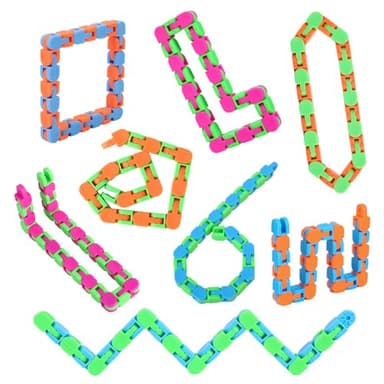 8Pcs 24Links Fidgets Wacky Tracks Fidget Toys for Kids Valentines Day Gifts Classroom Gifts School Easter Stocking Stuffers Plastic Sensory Autism Snap Fidget Click Snake Toys for Adults Travel 11inch