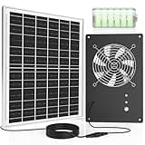 Solar Fan with Battery 15000mAh & Timer 3H 6H, 25W Solar Powered Chicken Coop Exhaust Fan 3500 RPM Max-Speed, Rainproof for Outdoor Greenhouse, Doghouses, Shed, Vent, Windows