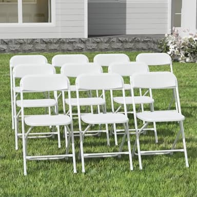 IWDOO 10 Pack White Folding Chairs, Plastic Folding Chairs Outdoor Indoor, 350lb Capacity,Portable Event Chair, Lightweight Folding Chair,for Events Office Wedding Party Rental Picnic Patio