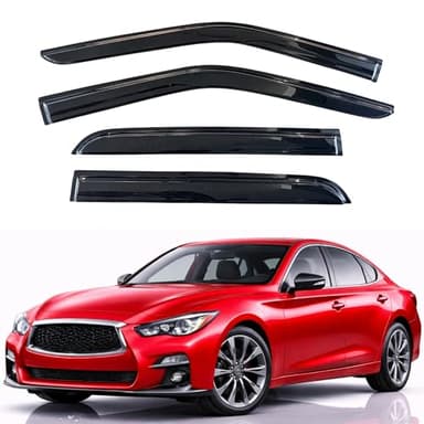 KPY Rain Guards Fit for 2014-2022 Infiniti Q50, Out-Channel Window Visors Vent Wind Deflectors 4PC, Car Accessories for 14-22 Infiniti Q50
