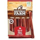 Natural Farm Odor-Free Bully Sticks (6 Inch, 15 Count), Single Ingredient: 100% Beef Chews, Grass-Fed, Non-GMO, Grain-Free, Fully Digestible Treats for Puppies, Small or Senior Dog