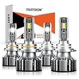 ENJOYAKOM LED Headlight Bulbs Compatible for Honda Civic 2004 2005 2006 2007 2008 2009 2010 2011 2012 2013 2014 2015, 9005 9006 High Low Beam Light Bulbs, 6500K White, Plug and Play, Pack of 4