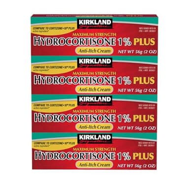 Kirkland Signature Maximum Strength Hydrocortisone Cream 1% with Aloe, 2-ounce (pack of 4)