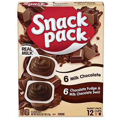 Snack Pack Milk Chocolate and Chocolate Fudge & Milk Chocolate Swirl Pudding Cups, 3.25 oz., 12-Count Family Pack