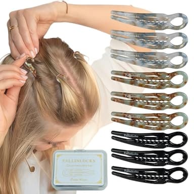 Fallinlocks 9 Pack Prestige Hair Pins for Women, 2.36" Small French Hair Pins for Thin & Thick Hair, Curved Anti-Slip Design for Better Hold, Perfect Holiday Gift for Her