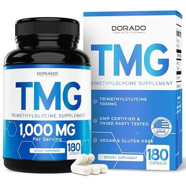 TMG Trimethylglycine Supplement 1,000mg Per Serving (3 Month Supply) - TMG Supplements for Homocysteine Control - as Betaine Anhydrous - Vegan, Third Party Tested & Non GMO - USA Made - (180 Capsules)