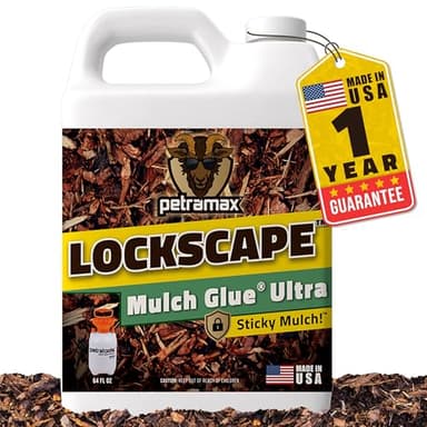 Lockscape Mulch Glue for Landscaping Ultra Concentrated (64 Ounce) - Lasts Up to 2 Years, Non-Toxic, Concentrated Landscape Binder - Strong Mulch and Pine Straw Glue for Landscaping, Pine Straw & More