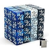Luck Lab MTG Magic Life Counter Dice, 48 PCS - Compatible w/Magic Card Game Accessories, CCG Creature Stats w/ 2 Dice Bags (Blue Pearl, Blue Swirl, White Pearl, Black Pearl)