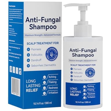 EIUQH Antifungal Shampoo for Seborrheic Dermatitis, Folliculitis, Scalp Psoriasis, Sulfate & Paraben-Free, Anti-Dandruff Formula for Itching, Dryness, and Scalp Relief for Men and Women, 10.14 FL OZ
