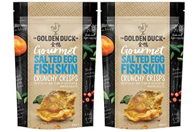 The Golden Duck Gourmet Salted Egg Yolk Fish Skin Crisps Chips (2 Pack)