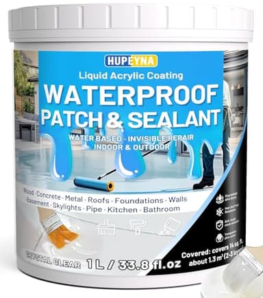 Hupeyna Liquid Waterproof Sealant, Invisible Water Proof Agent, Anti-Leakage Repairing Transparent Waterproof Coating, Indoor and Outdoor Water-Based Waterproofing Glue 1L