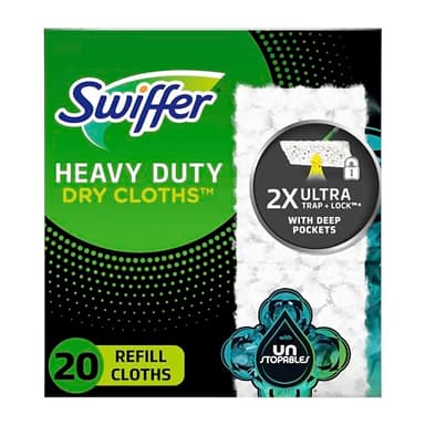 Swiffer Sweeper Heavy Duty Dry Multi-Surface Cloth Refills for Floor Sweeping and Cleaning, Unstopables Fresh Scent, 20 Count