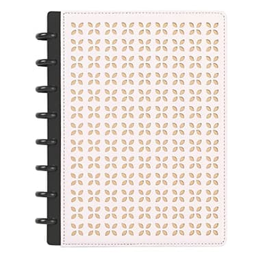 TUL® Discbound Notebook With Die-Cut Leather Cover, Junior Size, Narrow Ruled, 60 Sheets, Pink/Rose Gold