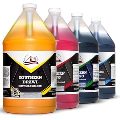 Southeast Softwash Surfactant Southern Variety Pack - Southern Twang, Slang, Drawl & Swag Concentrated Soft Wash Bleach Additive for House Washing, Roof Cleaning & So Much More (4 Gallon Set)