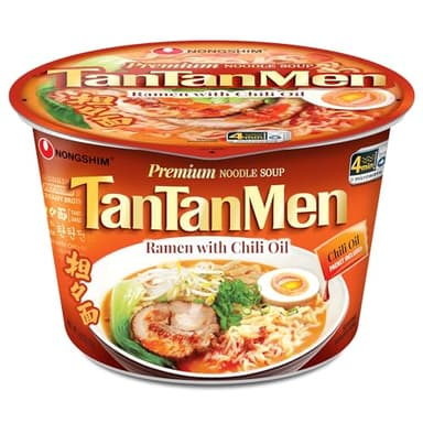 Nongshim Gourmet Tantanmen, 6 Pack Big Bowl, Chili Oil Packet, Premium Microwavable Instant Ramyun Soup Mix, Rich & Savory
