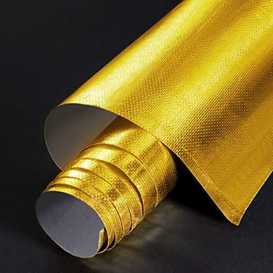 BBTO Heat Reflective Sheet Adhesive Backed Aluminized Fiberglass Heat Shield Tape Protection Barrier Resistant Material for Hose and Auto Use Insulation Sheet(Gold, 24 x 48 Inch)