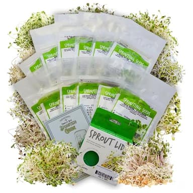 Handy Pantry Organic Sprouting Seed Assortments - Microgreens, Sprout Seeds Variety Pack (12 Pack - Premeasured)