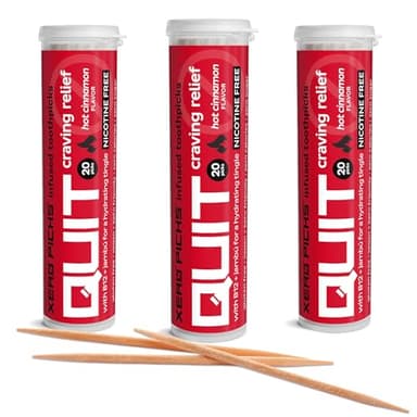 Xero Picks Infused Flavored Toothpicks to Help Quit Smoking - Nicotine Free - 60 Picks (3 Packs) (Hot Cinnamon) Non-GMO Kosher Vegan
