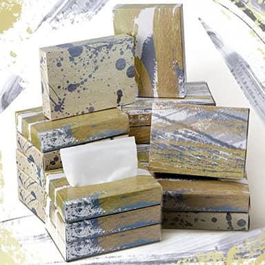 TaoBary 24 Packs Gold Small Boxes of Tissues Car Facial Tissue Boxes Disposable Tissue Packs Cube Facial Tissues 2 Ply 960 Sheets for Holiday Party Bathroom Office Floral Home Decor