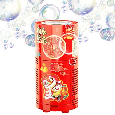 Fireworks Bubble Machine with 80 ml Bubble Solution, Portable Automatic Bubble Machine with Lights and Closeable Music, Bubble Maker Toys for Kids Outside Activities Parties Wedding Christmas
