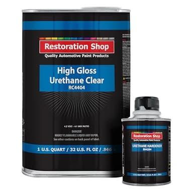 Restoration Shop 1.25 Quarts 2K Clear Coat Automotive Paint Kit - 1 Quart Urethane Clear, 1/2 Pint Hardener, 4:1 Mix Ratio - Professional High Gloss Auto Car Refinish Coating - Auto Body Repair Finish