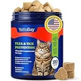 YoYoBay Flea Treatment for Cats Chewable - 180 Soft Chews Cat Flea Treatment, Salmon & Blueberry Flavor - Flea and Tick Prevention for Cats, Natural Defense - Cat Oral Flea, Immune Support Supplement
