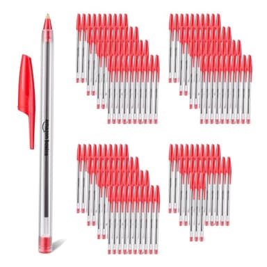 Amazon Basics Ballpoint Pens, Medium Point 1.0mm, Red Ink, 144-Pack