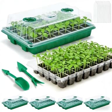 5 Pack Seed Starter Tray Seed Starter Kit (200 Cells Total Tray) with Adjustable Humidity Dome, Plant Germination Trays, Seed Starting Trays Mini Greenhouse Germination Kit for Seeds Growing Starting