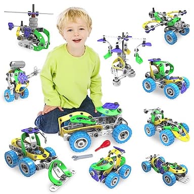 Aolew 107Pcs Motorized Erector Sets for Kids Ages 4 5 6 7 8+,STEM Building Toys for Boys Girls 3-5 4-8 5-7 6-8 Year Old,Engineering Kit,Electric Motor,Creative Educational Gift Learning Activities