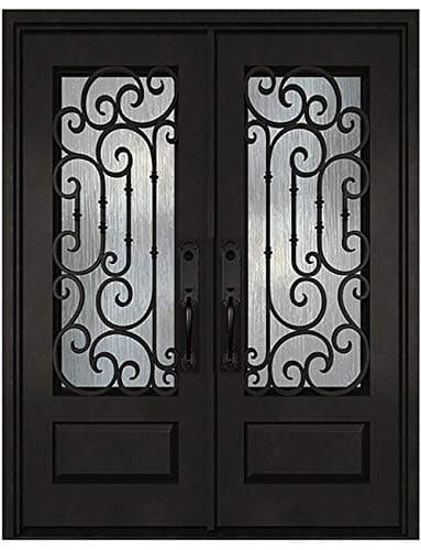 Rainstorm Glass Iron Door Square Secure Entrance Door for Front Entry Back Door BasementID03 (30"X30"X80, Right Hand)