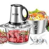 SPZTJK Food Processor, Meat Shredder, 300W Electric Grinder, 2 Adjustable Speed, Stainless Steel Blades with 2 Bowls, 8 Cups, Vegetable Chopper, Baby Food, Meat, Vegetable, Onion, Nuts