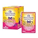 Wellness Appetizing Entrées Shredded Adult Wet Cat Food, Natural, Protein-Rich, Grain Free, 1.4 Ounce Pouch, 8 Pack (Chicken & Duck Recipe)
