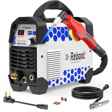 Reboot 60A Plasma Cutter Dual Voltage 120V/240V, 1/2" Clean Cut IGBT Inverter, Portable Metal Cutting Machine with Torch & Tips - RBC6000D 2025 Upgraded (Pre-Installed Air Regulator)