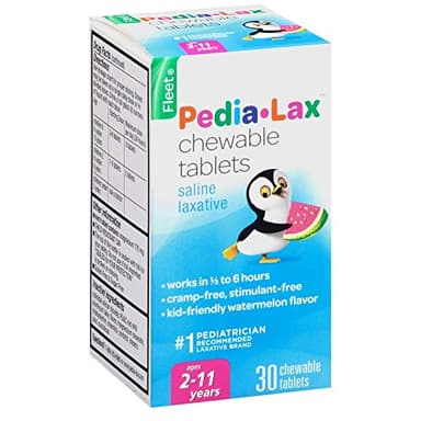Pedia-Lax Laxative Chewable Tablets for Kids, Ages 2-11, Watermelon Flavor, 30 CT (2 Pack)
