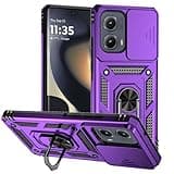 Starhemei for Moto Edge 2024 5G Case, with Camera Protective Cover and Ring Kickstand, Military Shock-Absorbing Double-Layer Phone Cover for Motorola Moto Edge 2024 5G (Purple)