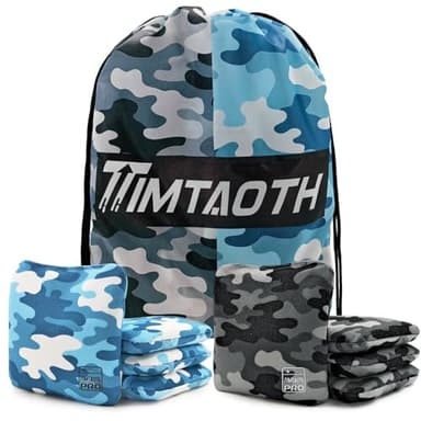 Timtaoth Dual Sided Corn Hole Bags Professional Cornhole Bags Set of 8 Regulation Corn Hole Bean Bags Slick and Stick (Black Grey and Blue)