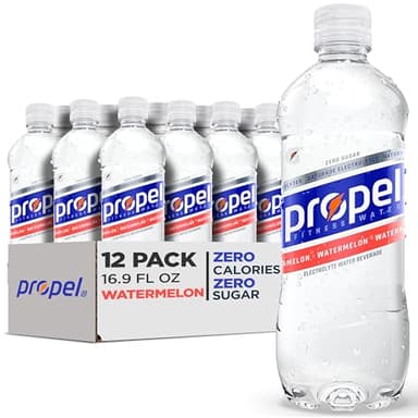 Propel Electrolyte Enhanced Water Sports Drink, Watermelon Flavored Water, Zero Calorie & Zero Sugar Hydration with Electrolytes and Vitamins C & E, 16.9 fl oz Water Bottles (12 Pack)