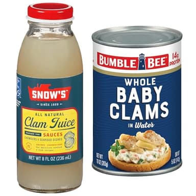 Snow's Whole Clam Bundle - 1 Bottle Juice and 1 Can Whole Clams for Chowders, Soups, and Stews